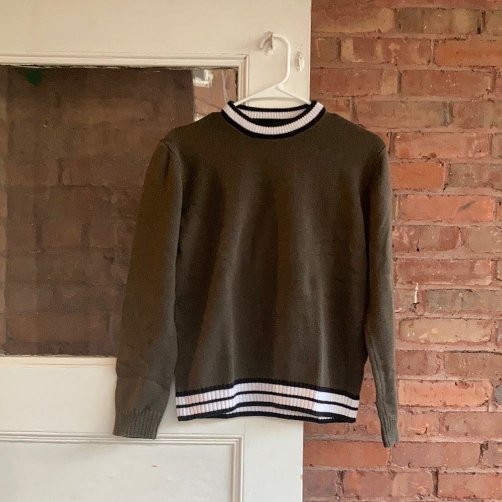 Ribbed/ Stripped Color and Base Green Sweater